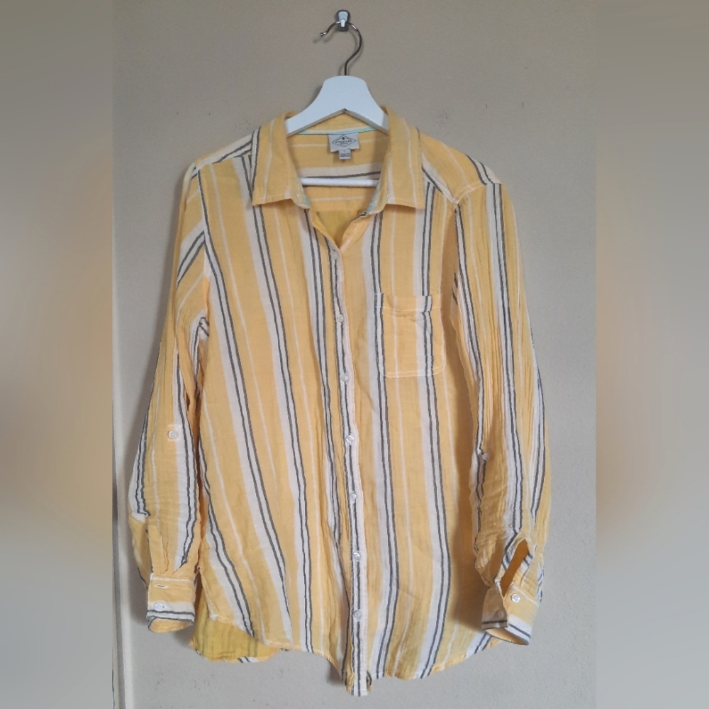 St. John's Bay Yellow and Black Button Down Shirt